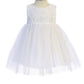414B-F Lace Illusion Baby Dress with 3 Mesh Flowers