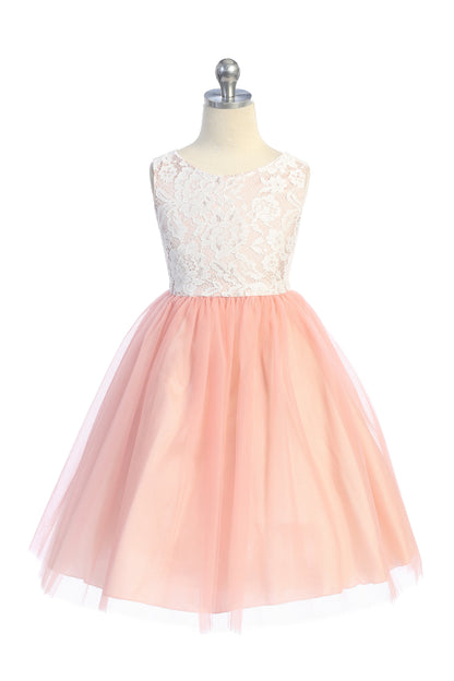 414 Lace Illusion Girls Dress (Sale Colors)