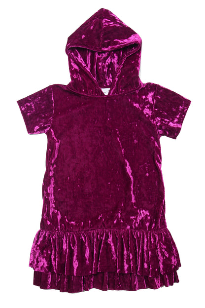 432 Velvet Hoodie Ruffle Girls Dress with Plus Sizes