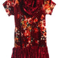 432F Floral Velvet Hoodie Ruffle Girls Dress with Plus Sizes