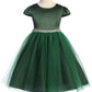 452-A Capped Sleeve Satin & Tulle Girls Dress with Braided Rhinestone Trim and Plus Sizes