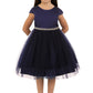 452-A Capped Sleeve Satin & Tulle Girls Dress with Braided Rhinestone Trim and Plus Sizes