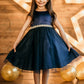 452-A Capped Sleeve Satin & Tulle Girls Dress with Braided Rhinestone Trim and Plus Sizes