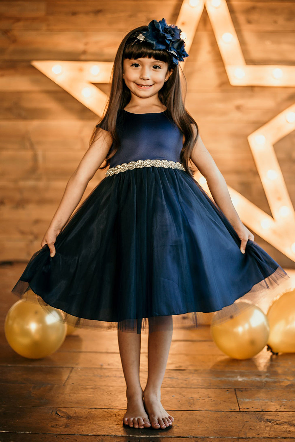 452-A Capped Sleeve Satin & Tulle Girls Dress with Braided Rhinestone Trim and Plus Sizes