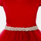 452-A Capped Sleeve Satin & Tulle Girls Dress with Braided Rhinestone Trim and Plus Sizes