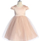 452 Capped Sleeve Satin & Tulle Girls Dress with Plus Sizes