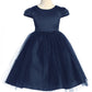 452 Capped Sleeve Satin & Tulle Girls Dress with Plus Sizes