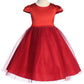 452 Capped Sleeve Satin & Tulle Girls Dress with Plus Sizes