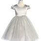 452 Capped Sleeve Satin & Tulle Girls Dress with Plus Sizes