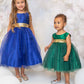 498 Gold Sequins V Back & Bow Girls Dress with Plus Sizes