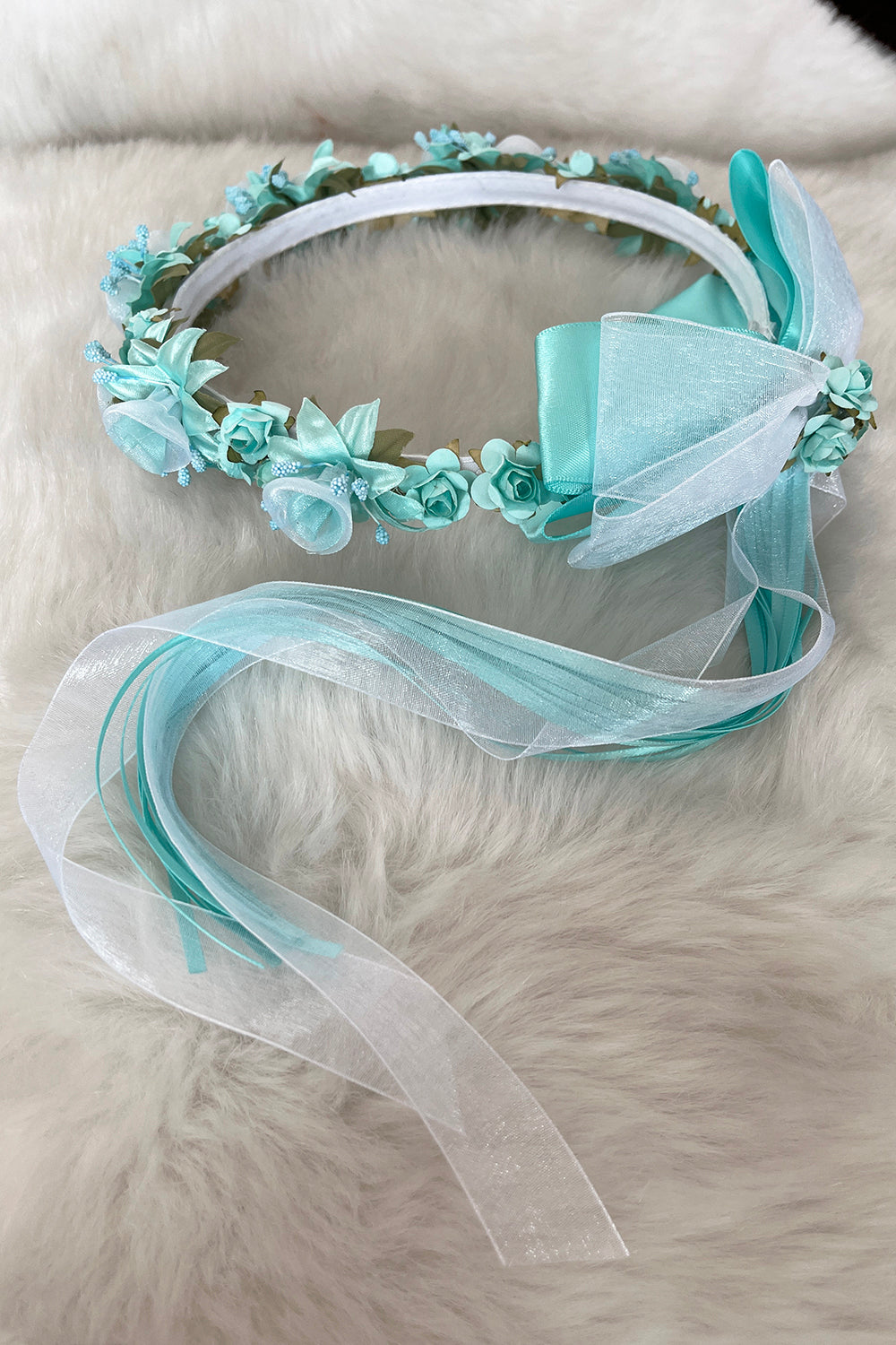 HB007 Faux Flower Crown with Bow