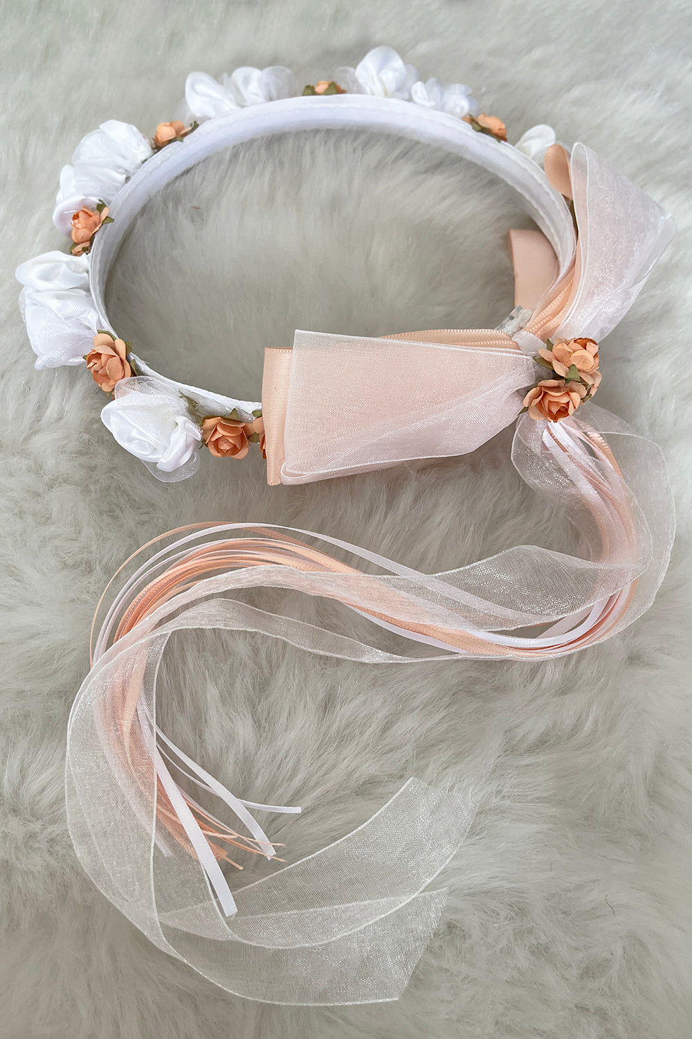 HB007 Faux Flower Crown with Bow