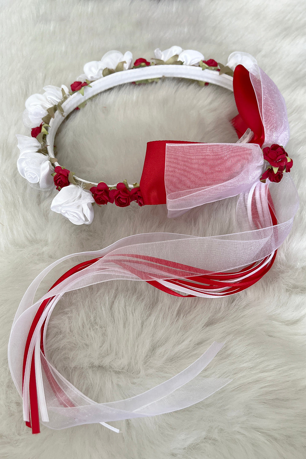 HB007 Faux Flower Crown with Bow