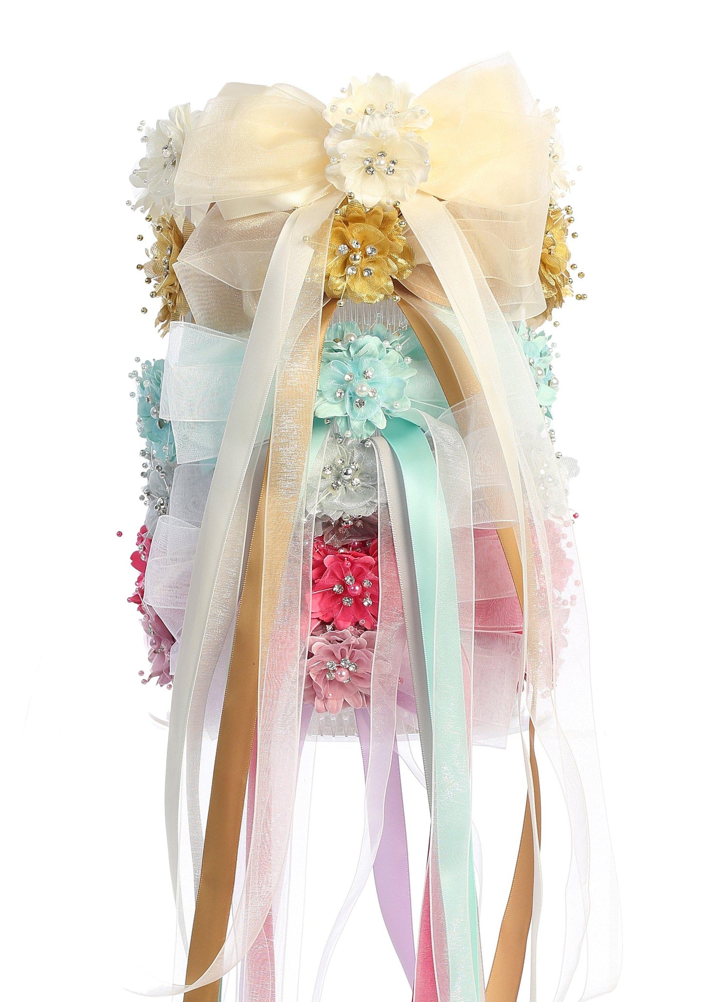 HB008 Flower Crown with Gems & Ribbons
