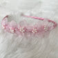 HB011 Organza Flower Headband with Pearl Detailing