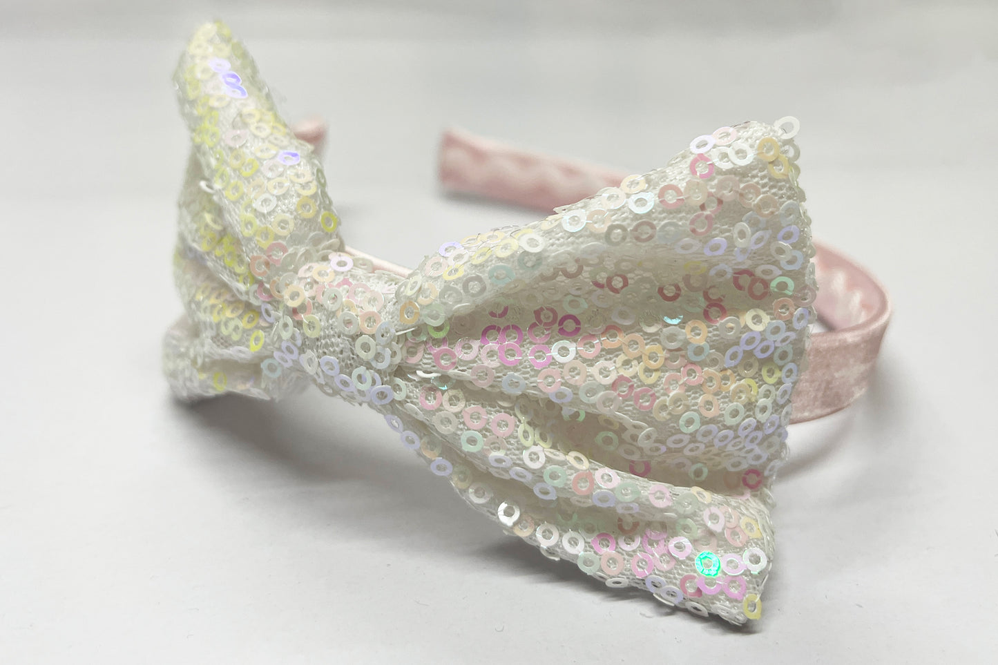 HB530 Satin Headband with Sequin Bow