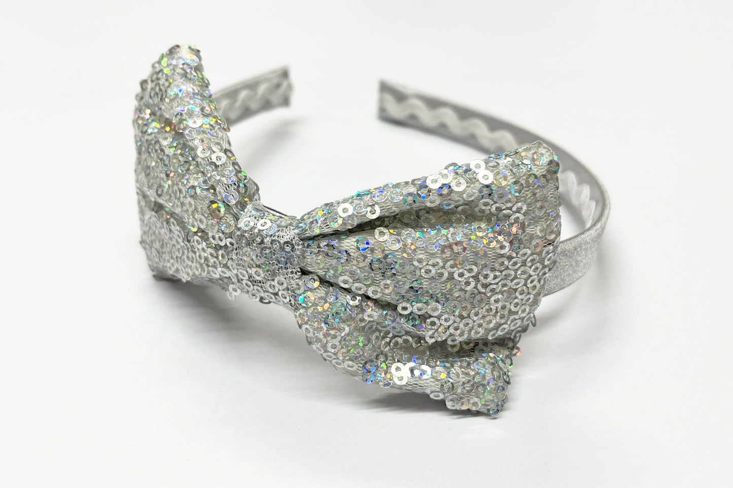 HB530 Satin Headband with Sequin Bow