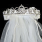 VEIL030 Tiara Veil with Swirl Rhinestone Design and Cross Detail