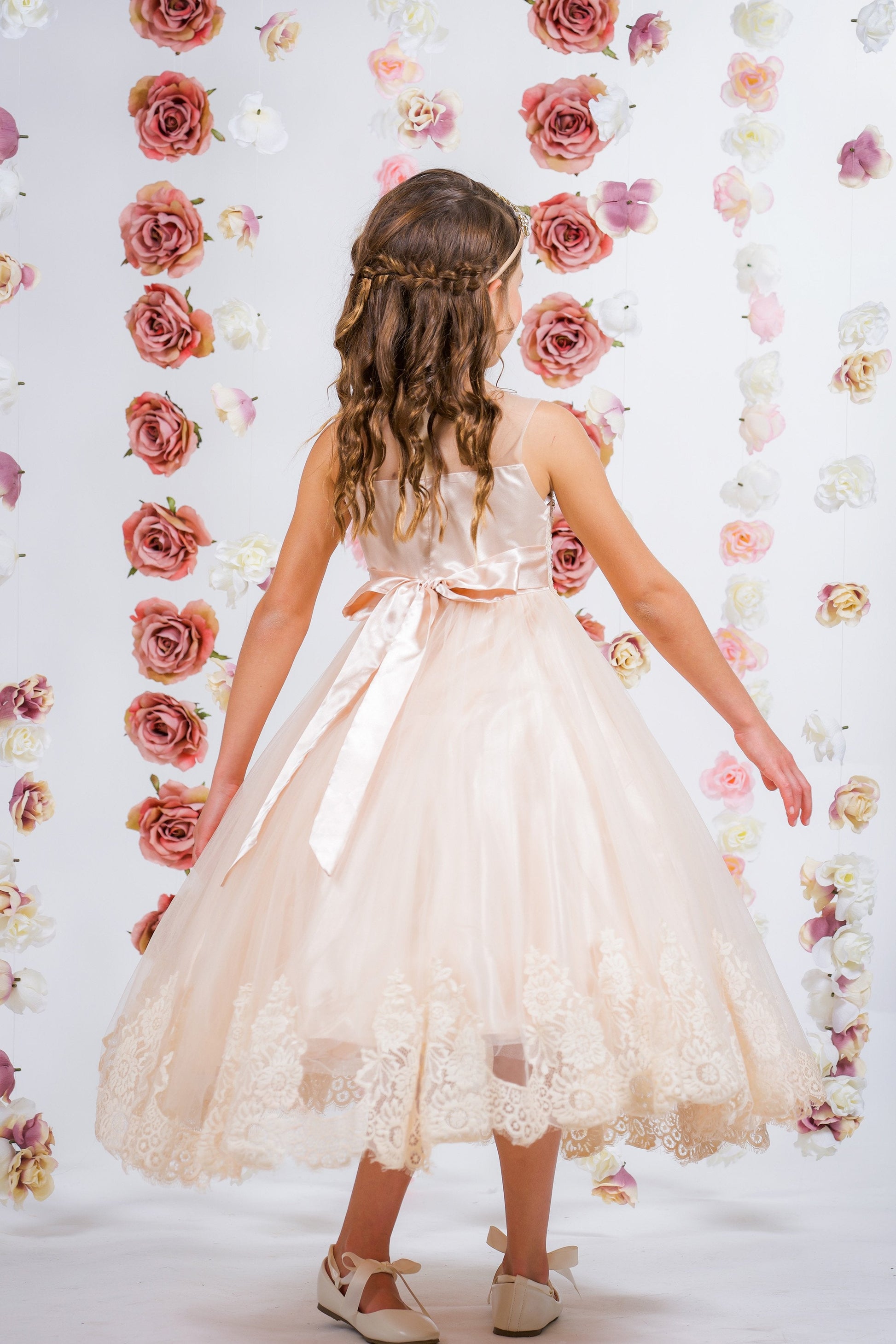 7007 Lace Applique Illusion Bateau Girls Dress with Plus Sizes Kid's Dream Wholesale 7007 Lace Applique Illusion Bateau Girls Dress with Plus Sizes Kid's Dream Wholesale