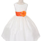 204 White Classic Poly Silk Girls Dress with Organza Sash (2 of 2)