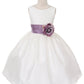 204 White Classic Poly Silk Girls Dress with Organza Sash (1 of 2)