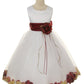 160B+[SASH] Ivory Satin Flower Petal Plus Size Girl Dress with Organza Sash