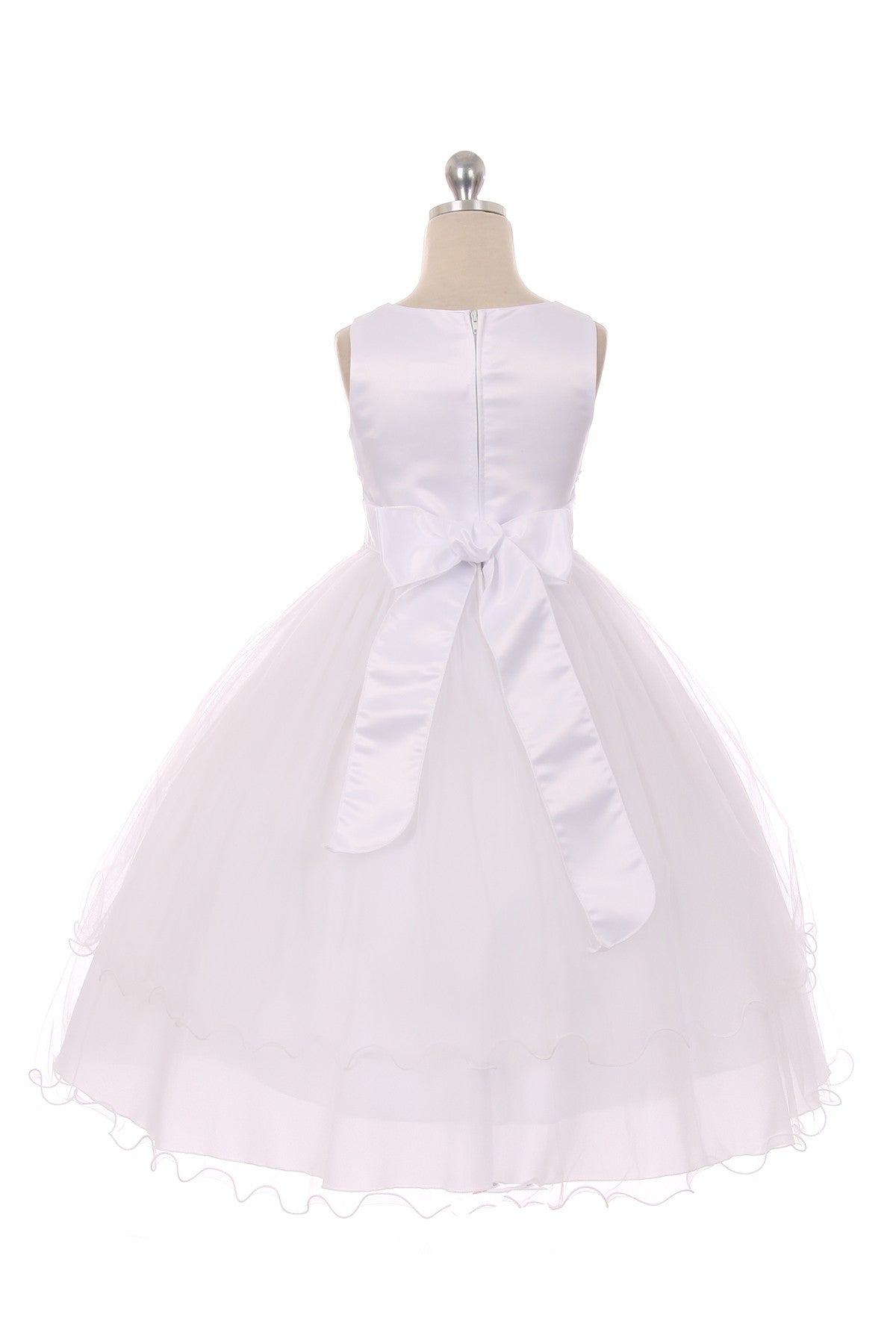 198 Lace Trim Long Tulle Dress