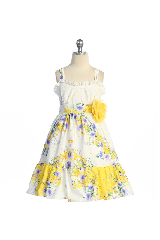 536B- Ruffle Floral Cotton Dress