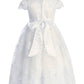 554- Cording Embellished Lace Sleeve Long Dress