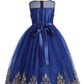 552 Embellished Gold Cording Embroidery Girls Dress