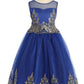 552 Embellished Gold Cording Embroidered Girls Dress