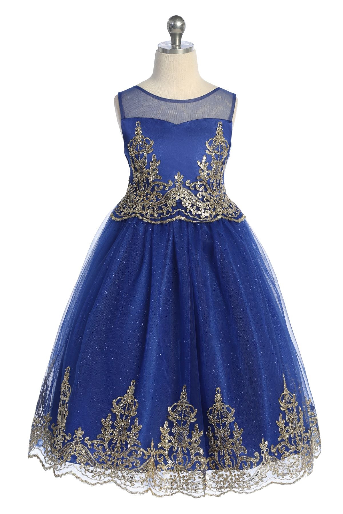 552 Embellished Gold Cording Embroidered Girls Dress Kid's Dream Wholesale 552 Embellished Gold Cording Embroidered Girls Dress Kid's Dream Wholesale