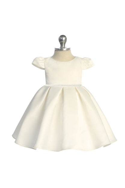 544-C Classic Pleated Baby Dress with Pearl Trim