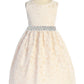 526-E- Lace V Back Bow Plus Size Dress w/ Thick Rhinestone Trim