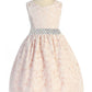 526-E- Lace V Back Bow Plus Size Dress w/ Thick Rhinestone Trim