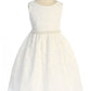 526-C- Lace V Back Bow Plus Size Dress w/ Thick Pearl Trim