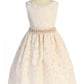 526-B- Lace V Back Bow Dress w/ Mesh Pearl Trim