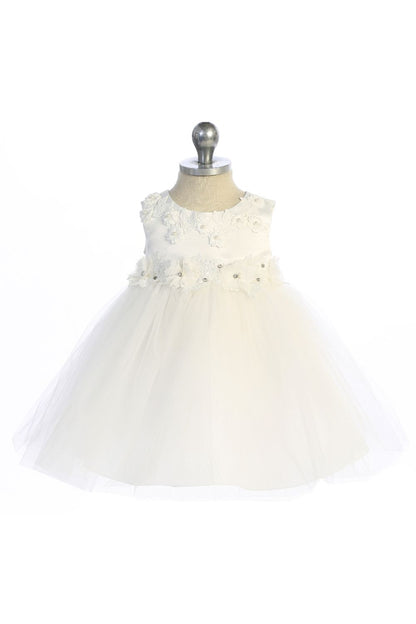 534-A Luxurious Princess Ballgown Baby Dress with Floral Trim