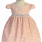 532-A- Lace V Back Bow Baby Dress w/ Rhinestone Trim