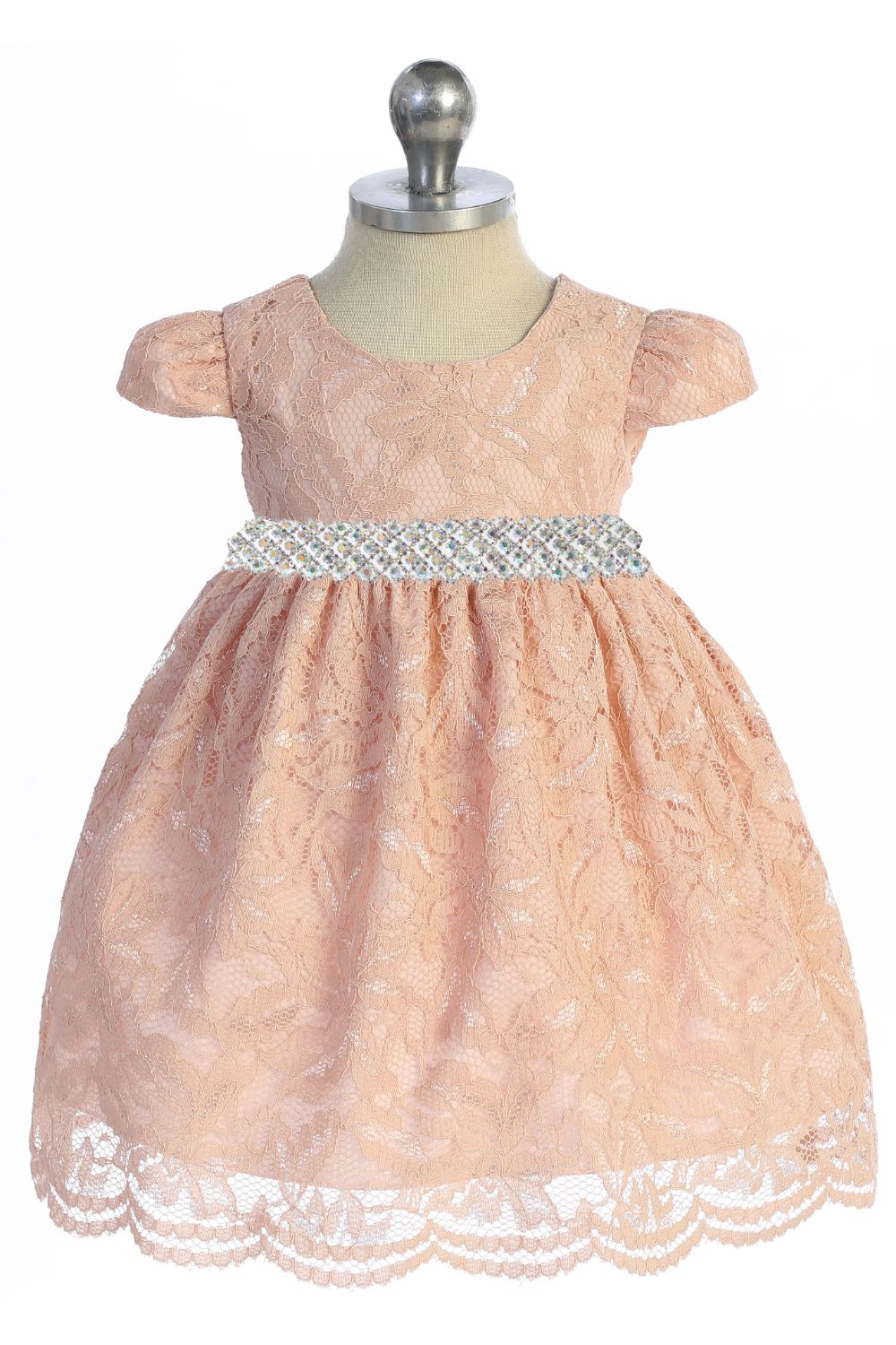 532-E All Lace Baby Dress with V Back & Bow and Thick Rhinestone Trim Kid's Dream Wholesale 532-E All Lace Baby Dress with V Back & Bow and Thick Rhinestone Trim Kid's Dream Wholesale