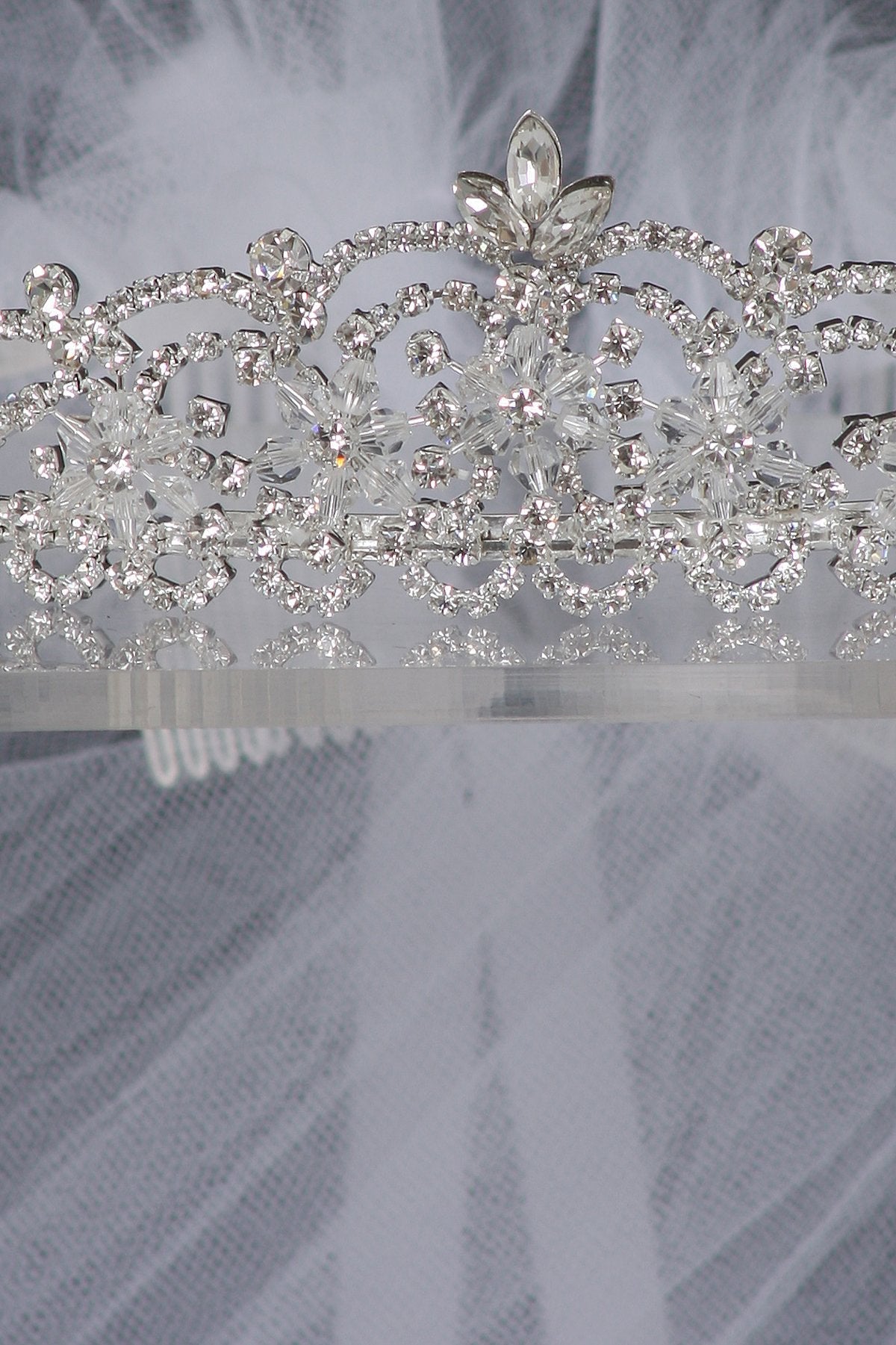 Accessories - Crystal Stone Crown With Veil