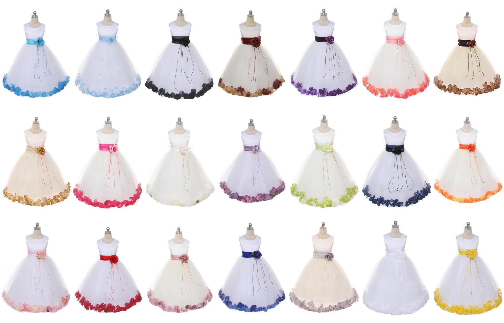 Dress - Flower Petal Dress W/ Sash (White Dress) 2of2