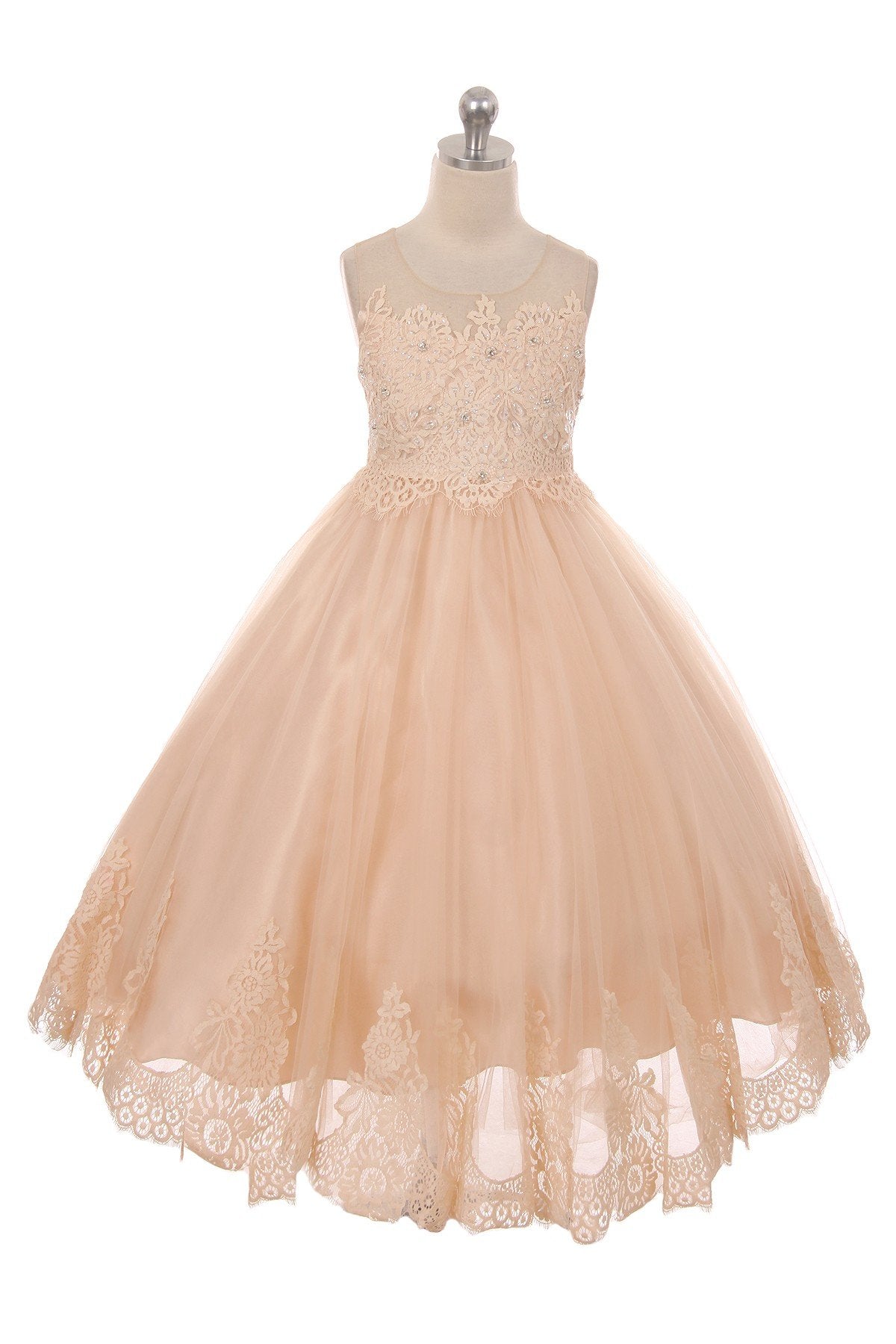 Dress - Lace AppliquÃ© Illusion Bateau Dress