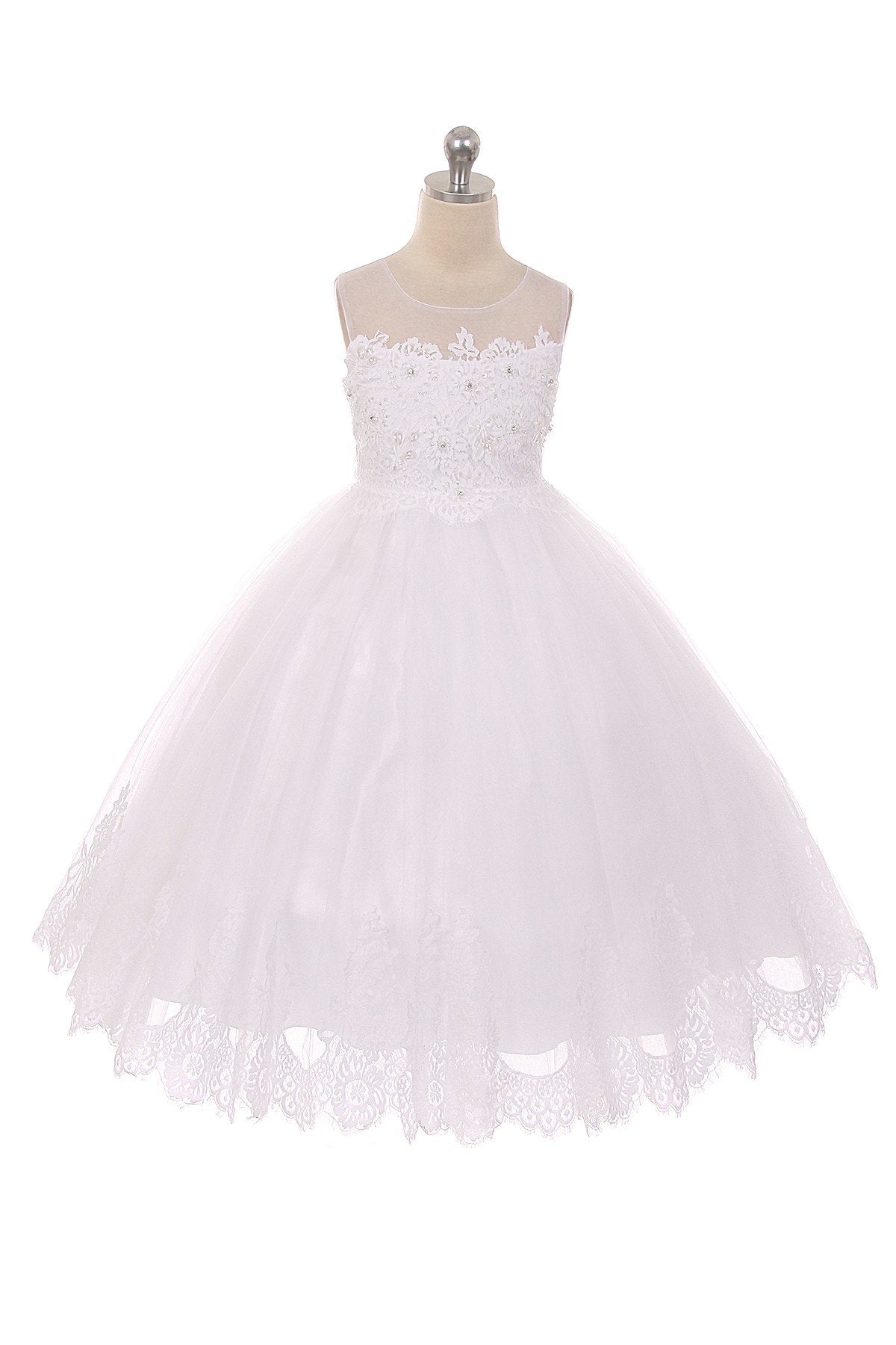 Dress - Lace AppliquÃ© Illusion Bateau Dress