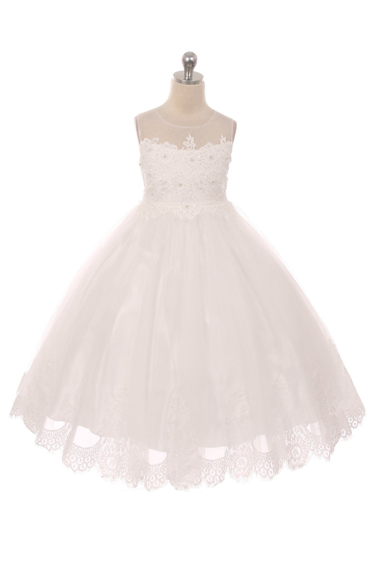 Dress - Lace AppliquÃ© Illusion Bateau Dress