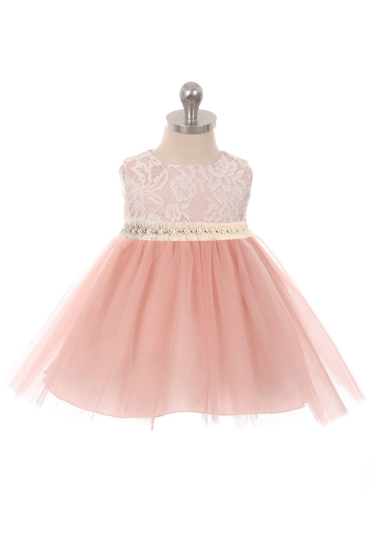 mesh pearl dress 456B-B Lace Illusion Baby Dress with Mesh Pearl Trim – Kid's Dream Wholesale