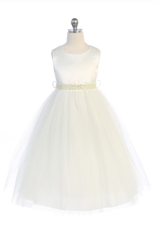 Dress - Pearl Rhinestone Satin Tulle Dress