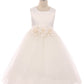 Dress - Satin 3 Flower White Dress