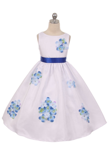 Dress - Shantung Dress Decorated With Flower Petals