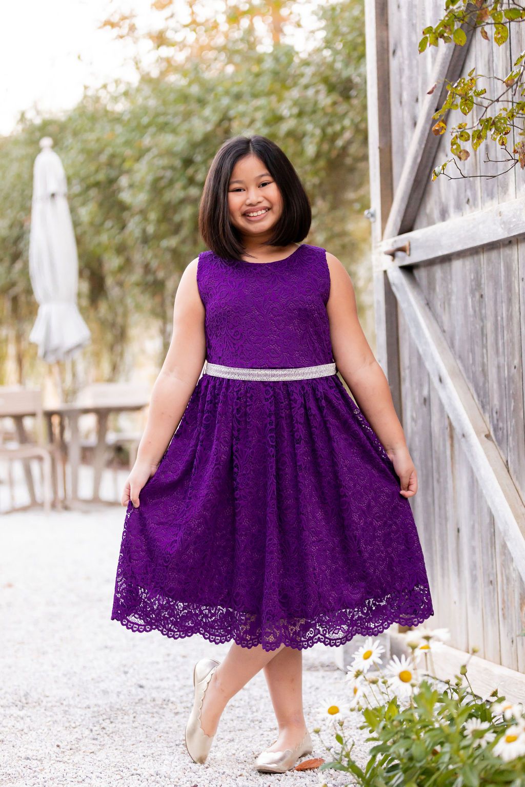 Purple 3/4 Pocket Twirl Dress - Mila & Rose ®